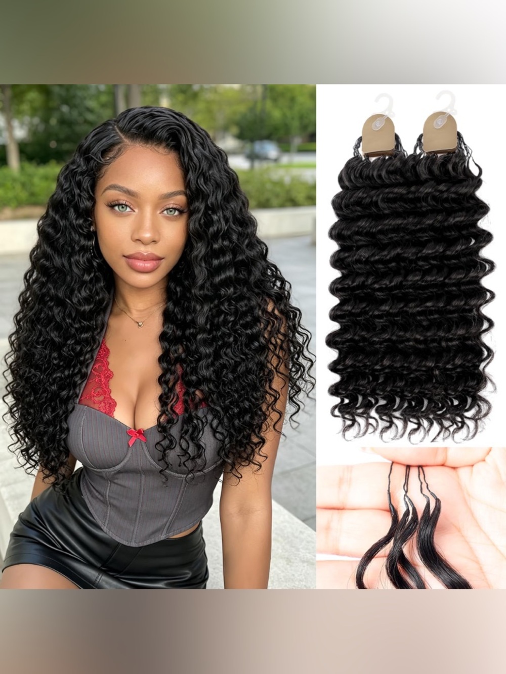 HUMAN HAIR Crochet Hair Pre-Separated Deep Wave Feather Miracle Knots